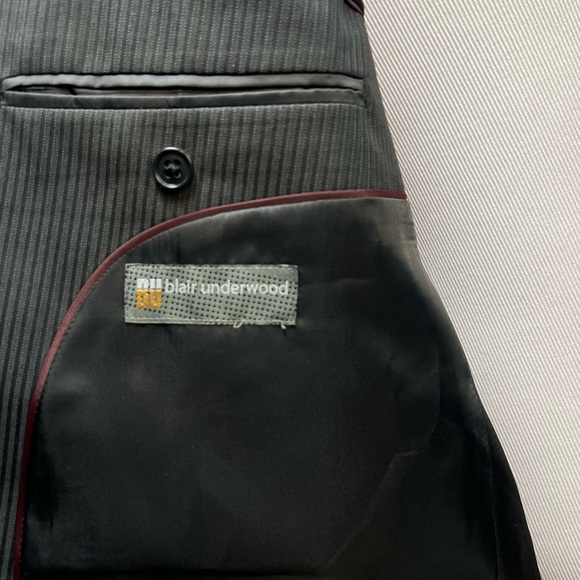 Men's Blair Underwood Black Tonal Stripe 2-Button 50R Blazer 46x27 Pants Suit - Picture 7 of 10